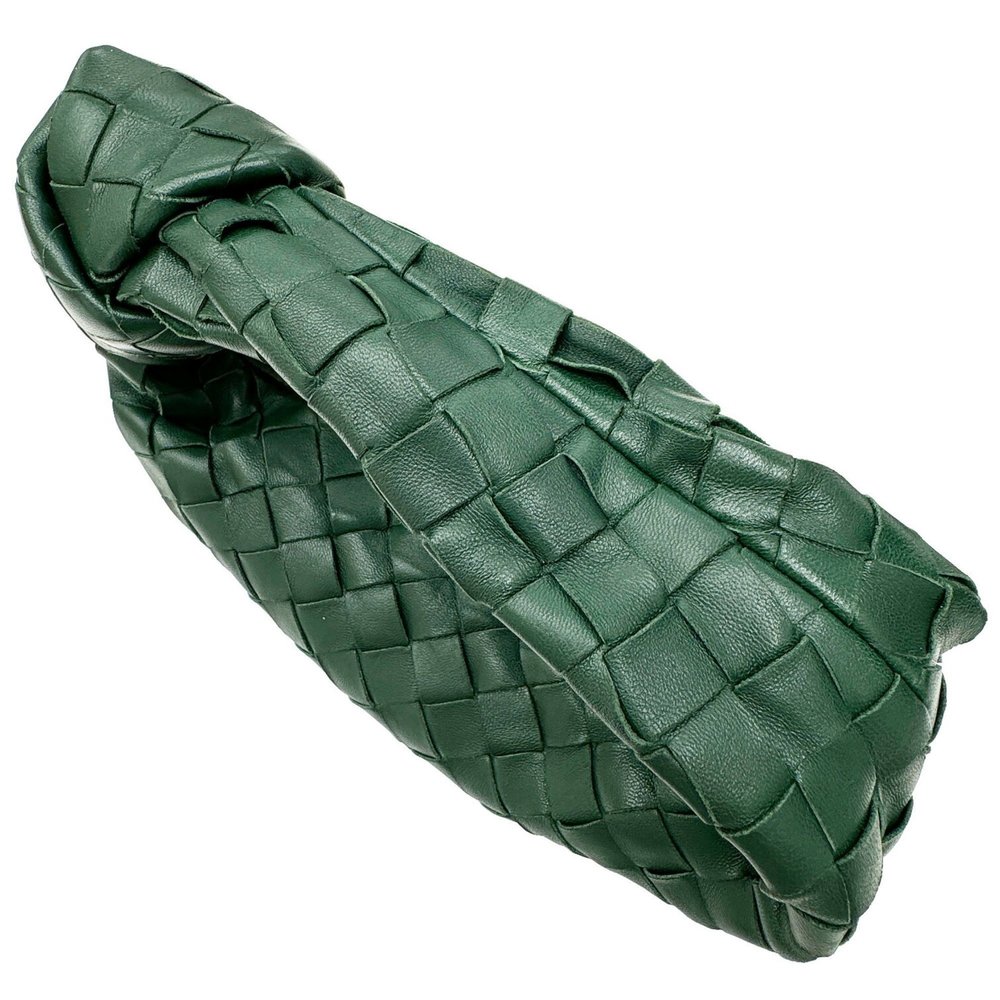 BOTTEGA VENETA Jody Handbag, Lambsun Calfskin, 651876, Intrecciato, Dark Gree... - Picture 8 of 11